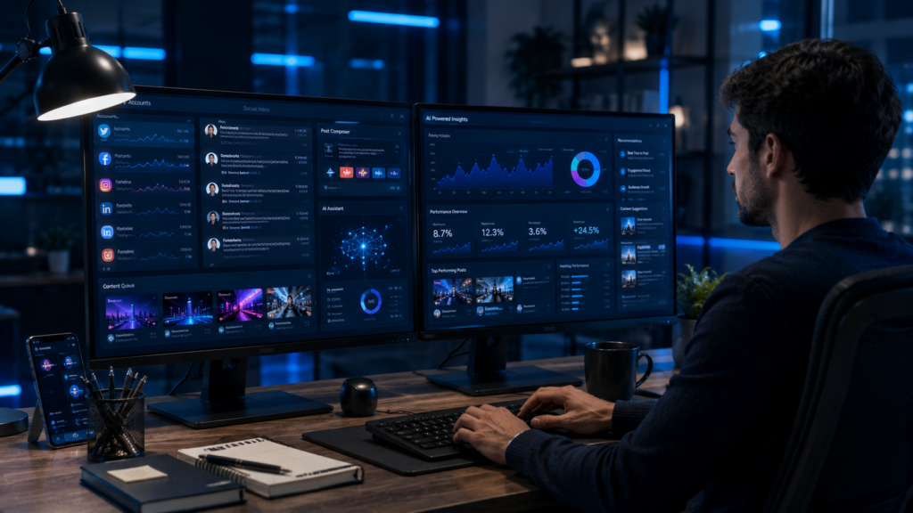 Social media posts and engagement analytics dashboard