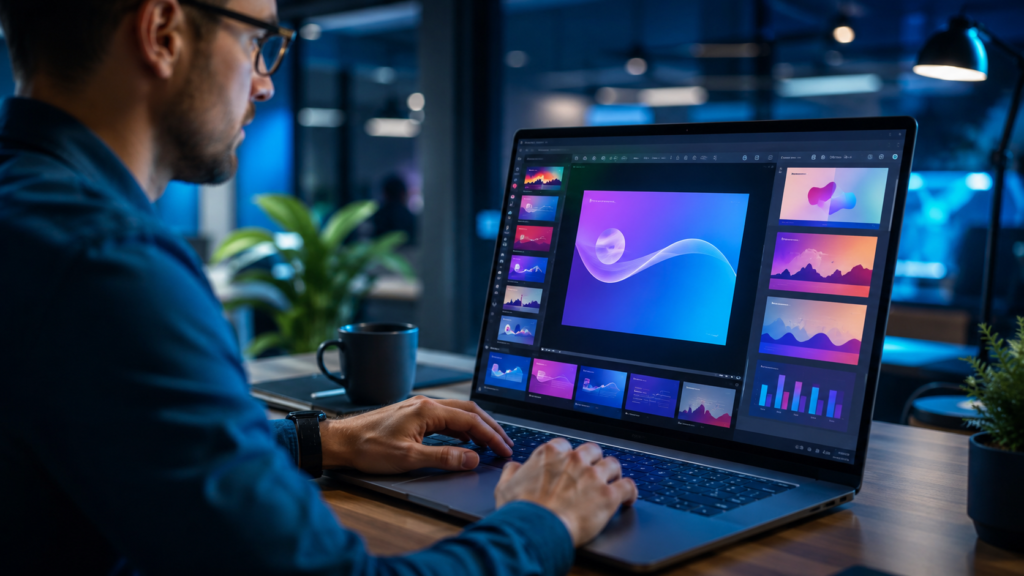 Designing presentation slides with AI software