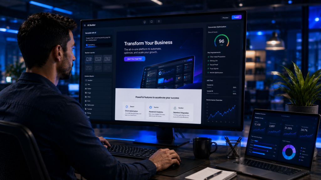 Building a landing page with an AI website builder